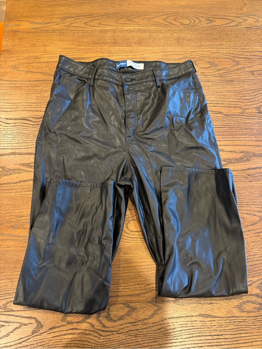 Old Navy Black Faux Leather Straight-Leg Pants